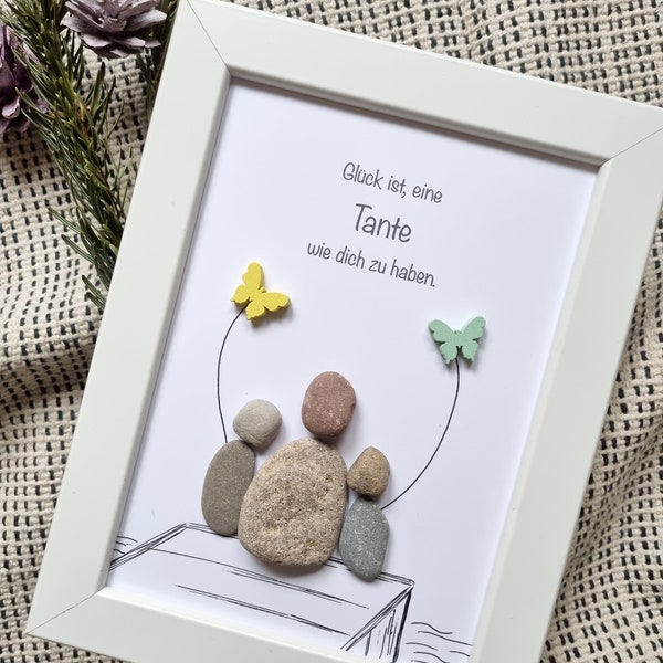 Aunt, gift best aunt, thank you, godmother, baptismal gift, godmother, sister, stone picture