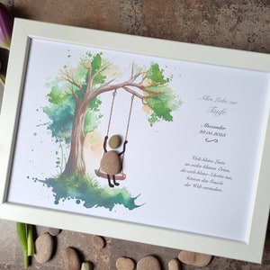 Baptism, baby, for baptism, Christmas gift, gift, baptism gift, godparents, for baptism, gift for baptism, DinA4, customizable, stone picture