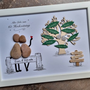 Noces de diamant, noces de diamant, 60 ans, 60e anniversaire de mariage, diamant, cadeau, image en pierre des jeunes mariés, DinA4