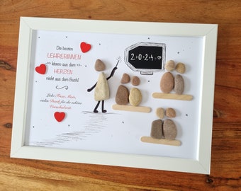 Teacher, best teacher, farewell gift, teacher, school, gift for teacher, stone picture, DinA4