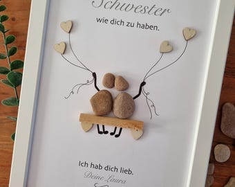 Sister, birthday gift sister, Easter gift, brother, special gift, stone picture, DinA4 personalizable, best sister