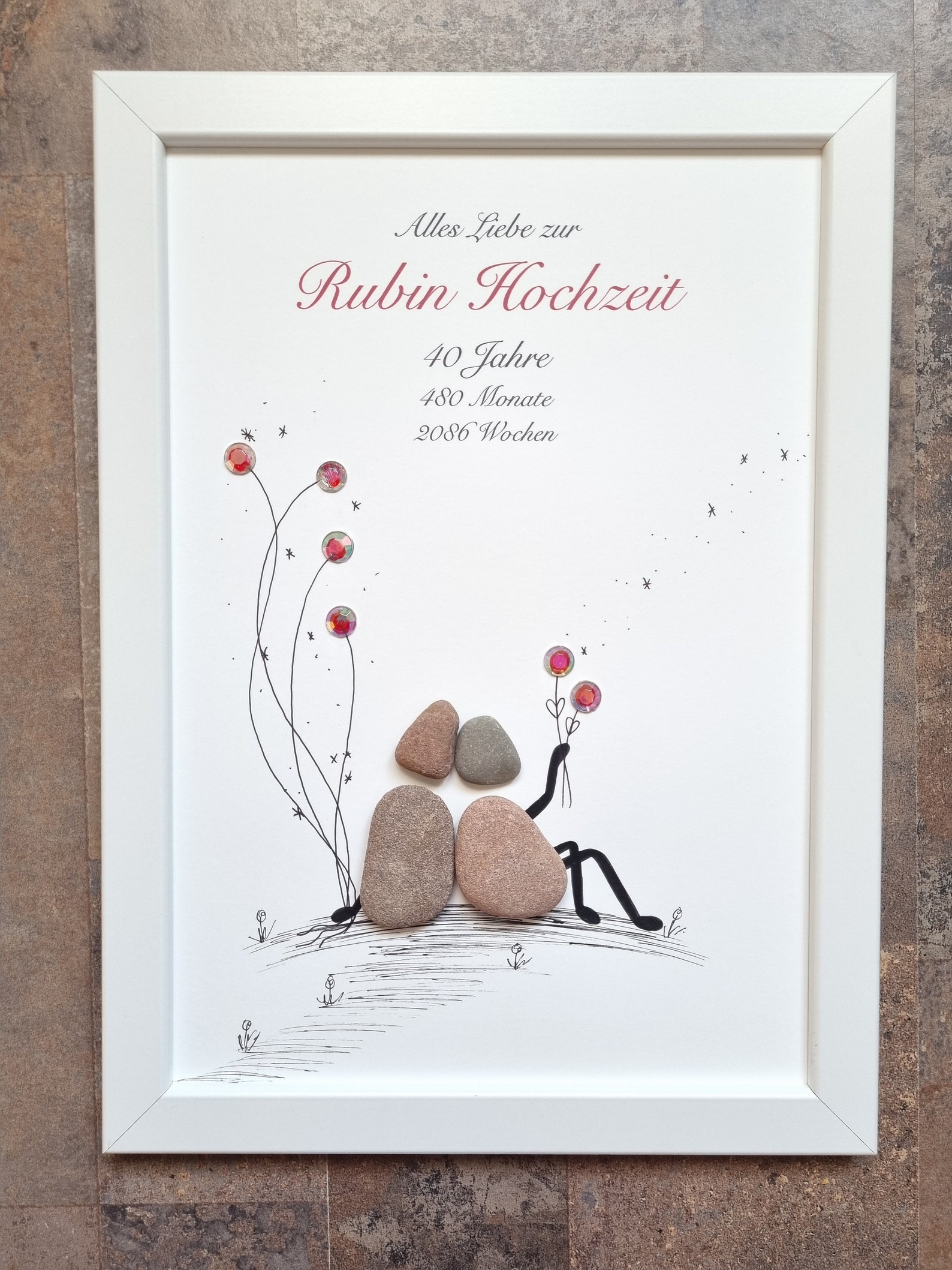 Geldgeschenk Box Rubinhochzeit - Personalisiert Mit Namen & Datum