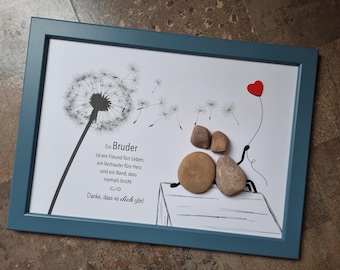 Hermano, regalo de cumpleaños hermano, mejor hermano, regalo especial, persona favorita, regalo personalizable, cuadro de piedra, corazón fraternal