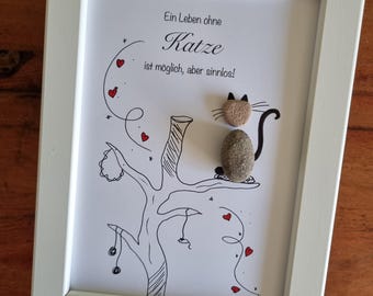 Special gift cat, birthday gift cat, cat lover, stone picture, memory cat, cat owner, cat love, cat mom