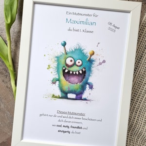School child, finally school child, school enrollment gift, school, first grade, school start, enrollment, courage monster, personalisable, print