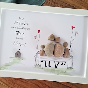 Topping out ceremony, moving in, home, wedding gift, stone picture DinA4 freely customizable, gift, family picture, family, Christmas gift