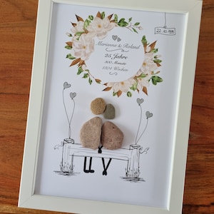 Silver wedding, 25 years, bride and groom, love, 25th wedding anniversary, wedding gift, stone picture, DinA4, gift, wedding
