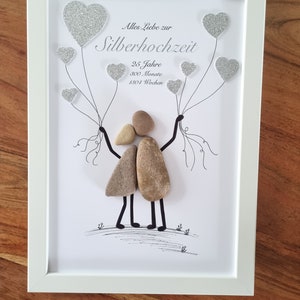 Silberhochzeit, 25 Jahre, Brautpaar, Liebe, 25. Hochzeitstag, Hochzeitsgeschenk, Steinbild, DinA4, Geschenk, Hochzeit