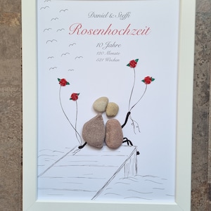 Rose wedding, 10 years, 10th anniversary, gift, DinA4, wedding, stone picture, wedding anniversary, 10th wedding anniversary