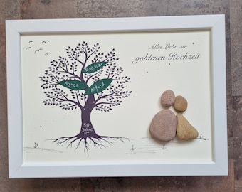 golden wedding, 50 years, newlyweds, DinA4, wedding gift, gold wedding gift, 50th wedding anniversary, 50th anniversary
