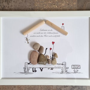 Topping out ceremony, moving in, home, wedding gift, stone picture DinA4 freely personalizable, gift, family picture, family, golden wedding