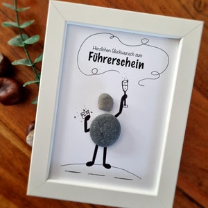 Rijbewijs geslaagd, gefeliciteerd met je rijbewijs, cadeau voor je rijbewijs, geslaagd voor je rijbewijstest, stenen foto