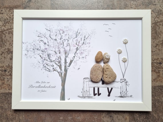 Ornamental Regalo per il 20° anniversario di matrimonio, regalo per coppia di mogli, vetro colorato romantico ricordo inciso 20 anni di matrimonio