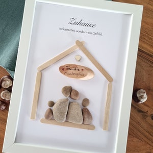 Topping out ceremony, moving in, home, wedding gift, stone picture DinA4 freely customizable, gift, family picture, family, Christmas gift
