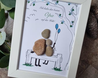 Opa cadeau, paascadeau, verjaardagscadeau beste opa, stenen foto Bedankt opa is de beste, opa, opa, speciaal cadeau voor opa