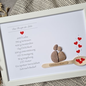 Wedding gift, gift, recipe love, love recipe, anniversary, love, for the wedding, stone picture DinA4 personalizable