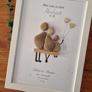 Wedding gift, wedding gift, anniversary, gift for the bride and groom, stone picture DinA4 personalizable