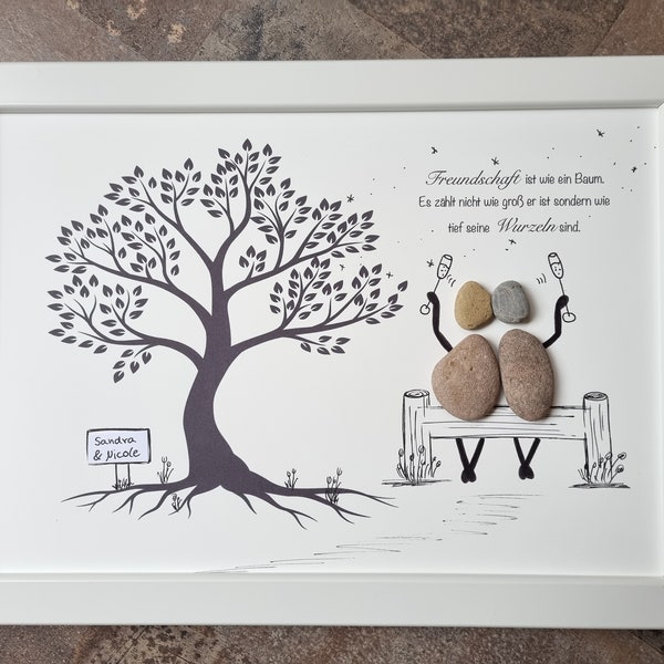 Beste Freundin, Lieblingsmensch,  Freundinnen, Schwester, Geschenk, Kollegin, beste Freunde, Freundschaft, Steinbild, DinA4 personalisierbar