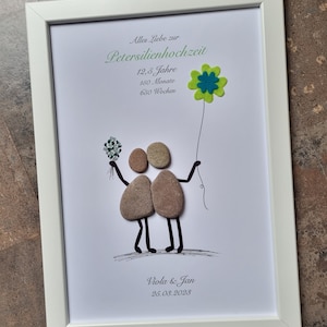 Parsley wedding, 12.5 years, newlyweds, just married, mr. & Mrs. Wedding gift, DinA4, wedding, gift love, stone image