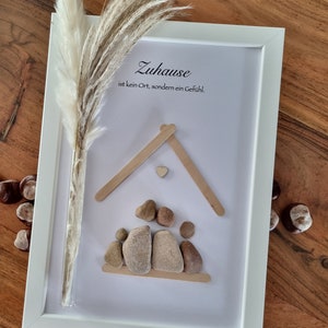 Topping out ceremony, moving in, home, wedding gift, stone picture DinA4 freely customizable, gift, family picture, family, Christmas gift