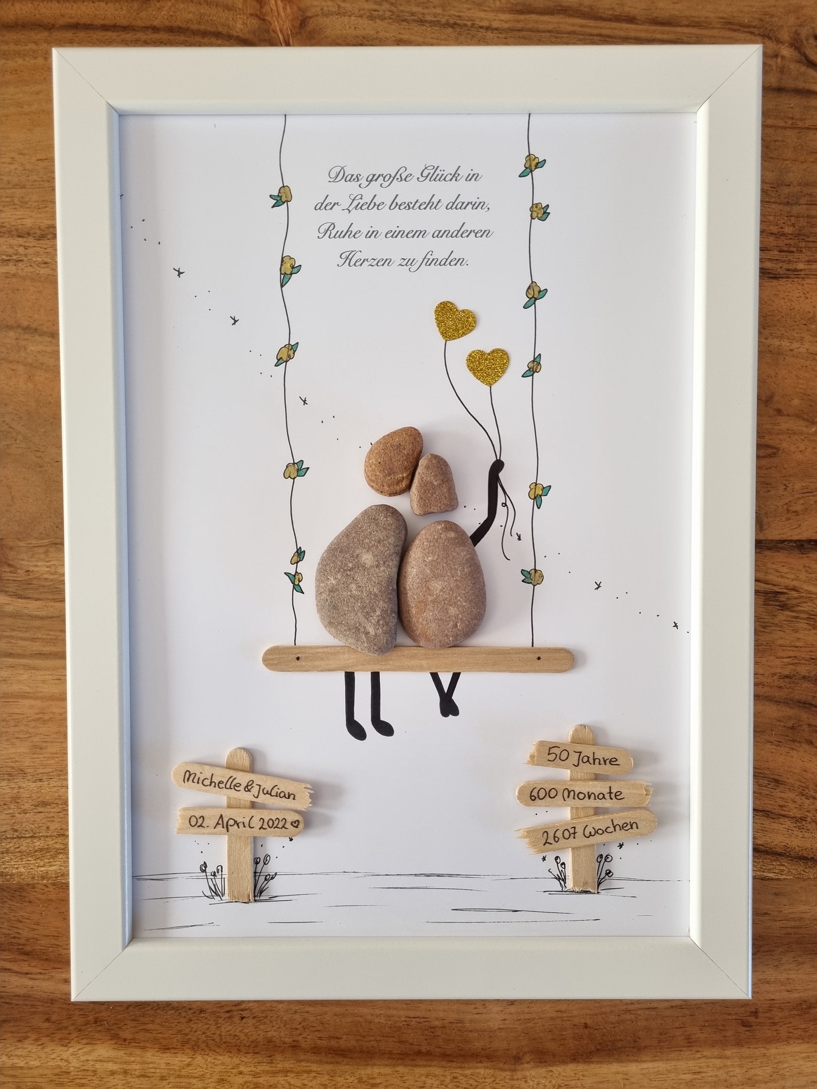 Hochzeitsgeschenk, goldene Hochzeit, 50 Jahre, zur Hochzeit Steinbild