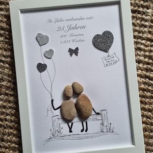 Silberhochzeit, 25 Jahre, Brautpaar, Liebe, 25. Hochzeitstag, Hochzeitsgeschenk, Steinbild, DinA4, Geschenk, Hochzeit