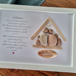 Topping out ceremony, moving in, home, wedding gift, stone picture DinA4 freely customizable, gift, family picture, family, Christmas gift