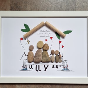 Family picture, stone picture DinA4 freely personalizable, gift, wedding gift, wedding, birth, family, golden wedding