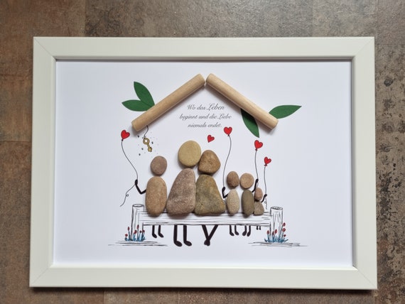Familienbild, Steinbild DinA4 frei personalisierbar , Geschenk, Hochzeitsgeschenk, Hochzeit, Geburt, Familie, goldene Hochzeit