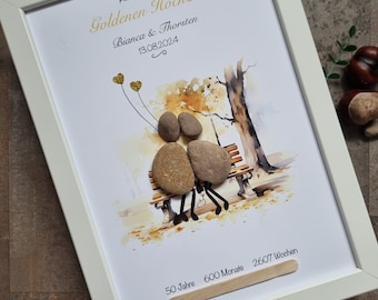 Golden wedding anniversary, 50 years, bride and groom, DinA4, wedding gift, golden wedding gift, 50th wedding anniversary, 50th anniversary