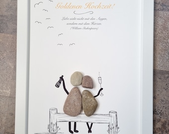 golden wedding, 50 years, bridal couple, DinA4, wedding gift, gift gold wedding, 50th wedding anniversary, 50th anniversary