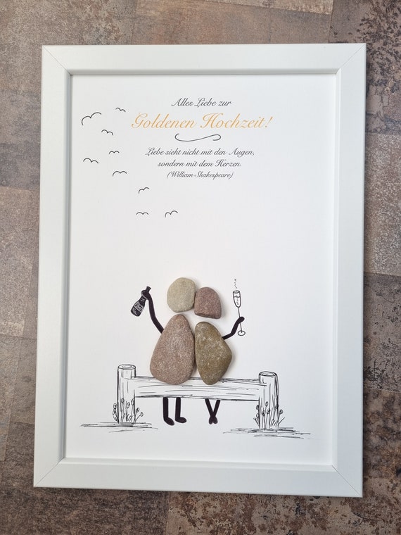 Goldene Hochzeit Geschenk 50 Jahre - Personalisierte Holz Deko Set Für Paare Als Geldgeschenk & Tischdeko