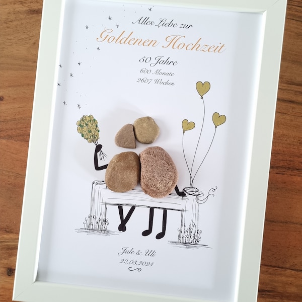 golden wedding, 50 years, bride and groom, DinA4, wedding gift, golden wedding gift, 50th wedding anniversary, 50th anniversary