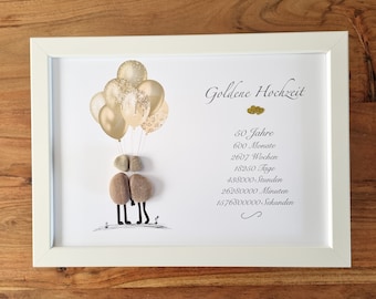 golden wedding, 50 years, bridal couple, DinA4, wedding gift, gift golden wedding, 50th wedding anniversary, 50th anniversary