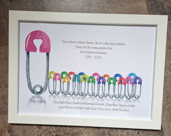 Gift teacher, best teacher, farewell gift, teacher, teaching assistant, gift for teacher, personalized gift DinA4 print