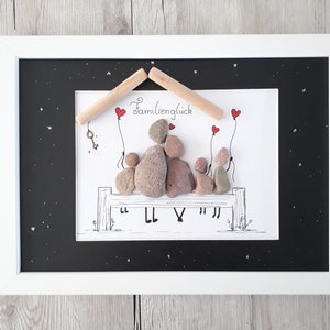 Family picture, stone picture DinA4 freely customizable, gift, wedding gift, wedding, birth, family, golden wedding