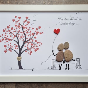 Wedding gift, Just married, family tree, tree of life for the wedding stone picture DinA4 personalizable