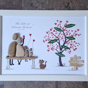 Wedding gift, Just married, family tree of life for the wedding Stone picture DinA4 customizable