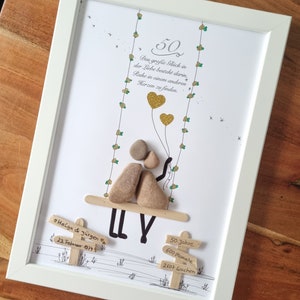 Wedding gift, golden wedding, 50 years, for the wedding, 50 years of marriage, 50th anniversary, stone picture DinA4 customizable