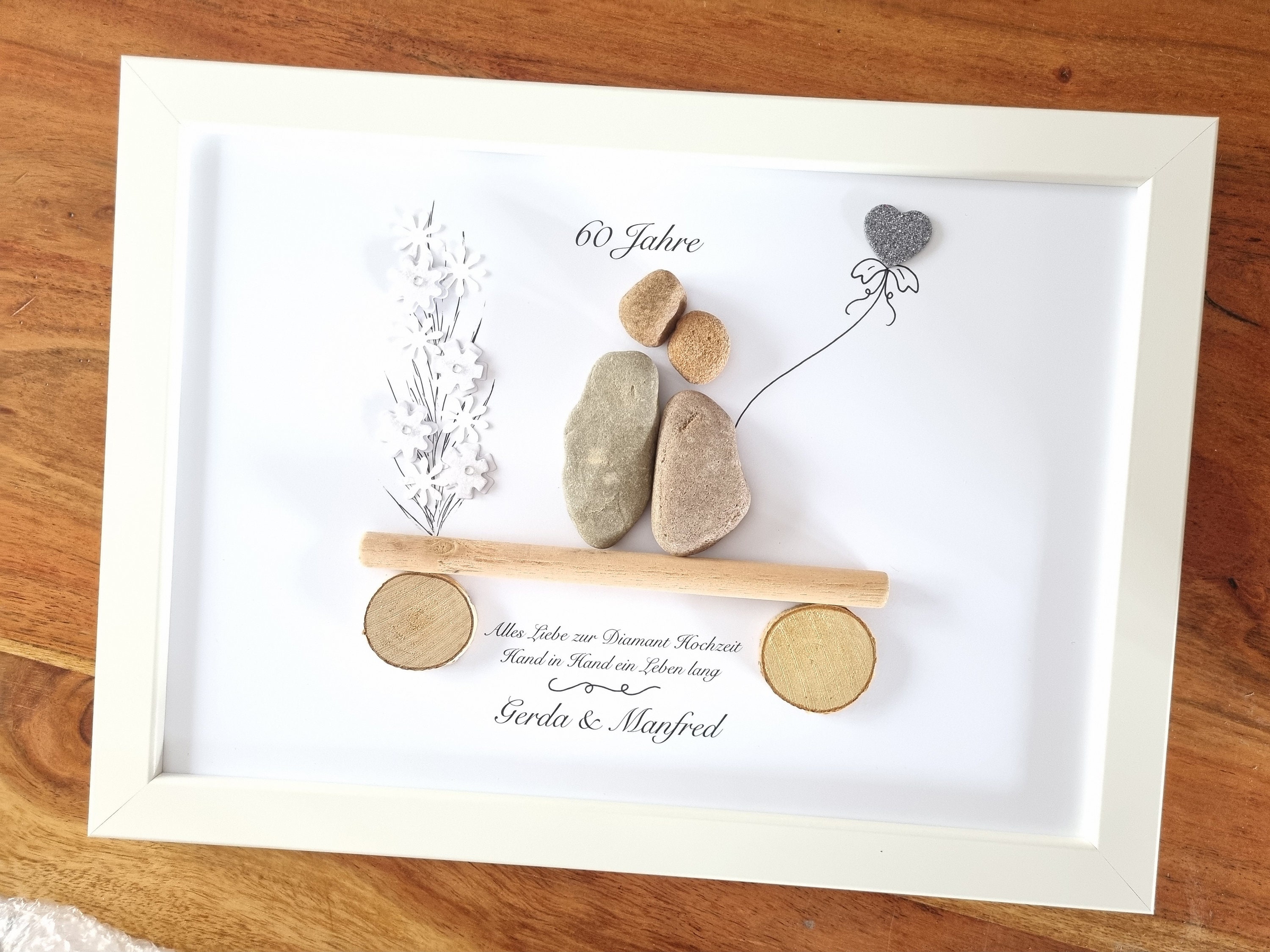 Candela A Colonna Personalizzata 25x8 Cm - Incisione Matrimonio Diamanti Con Nome E Data - GRAVURZEILE