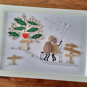 Regalo de boda, boda de perlas, 30 años, cuadro de piedra DinA4 personalizable para la boda