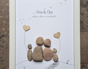 La abuela y el abuelo son los mejores, regalo de cumpleaños abuela, abuelos, gracias abuela, gracias abuelo, imagen de piedra Din A4, regalo, libremente personalizable