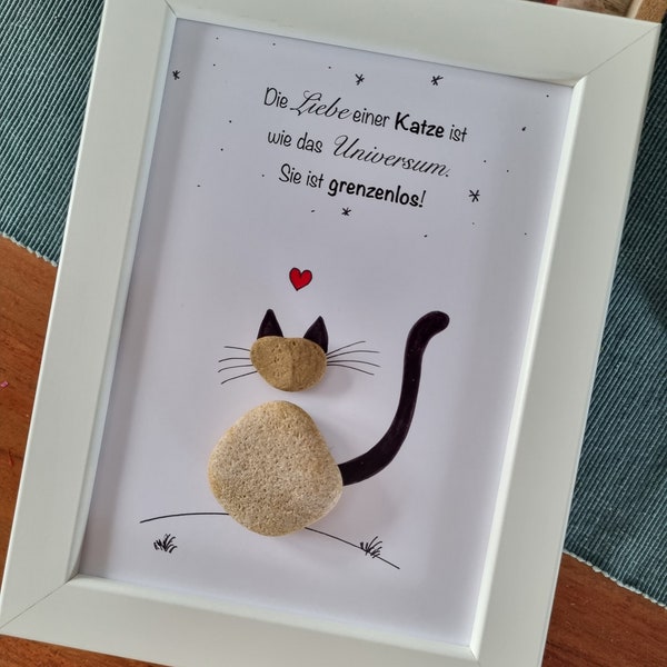 Katze, Tier, Andenken Katze, Haustier, Katzenliebhaber, Steinbild, Erinnerung, Weihnachtsgeschenk für Katzenbesitzer, katzenliebe, Steinbild