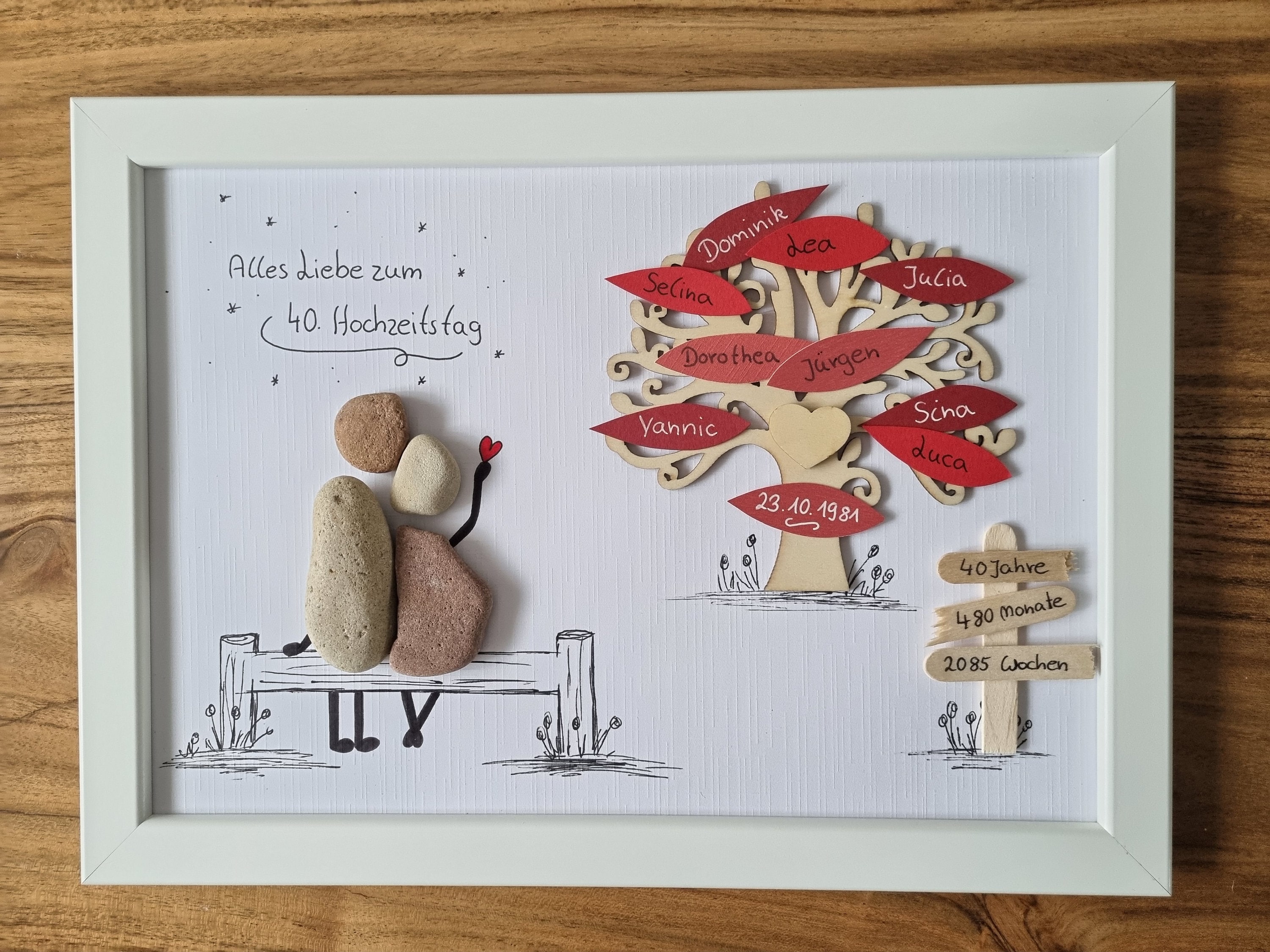 Baumscheibe Mit Gravur Zur Rubinhochzeit - Personalisiert