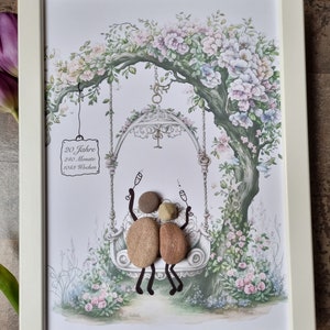 Boda de porcelana, 20 años, 20 aniversario de boda, porcelana, regalo, DinA4, pareja de novios imagen piedra