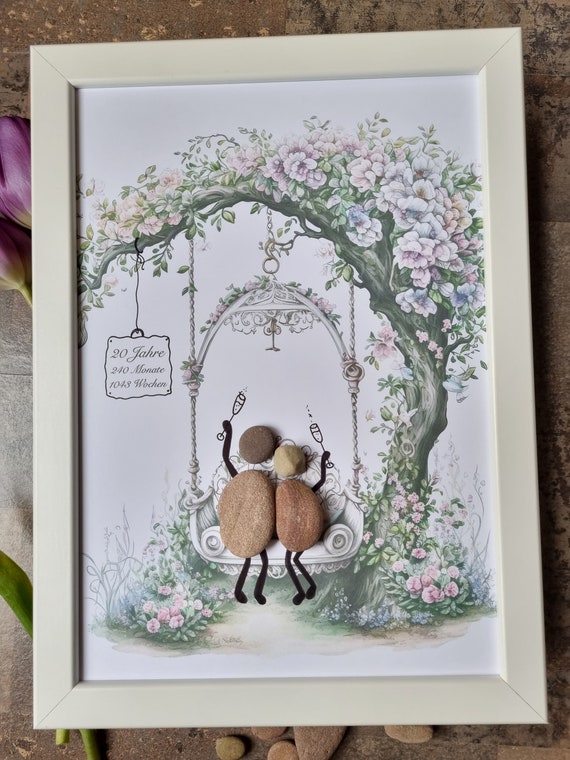 20 anni insieme felice 20° anniversario di matrimonio regalo ricordo con placca a cuore - regalo, regalo personalizzato, gingillo, ornamento, placca acrilica - Italia