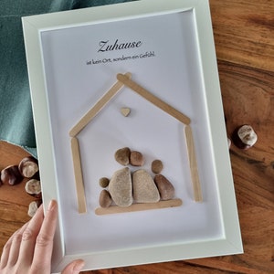 Topping out ceremony, moving in, home, wedding gift, stone picture DinA4 freely customizable, gift, family picture, family, Christmas gift