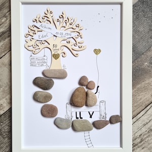 Wedding gift, golden wedding, 50 years, family tree tree of life for the wedding stone picture DinA4 customizable