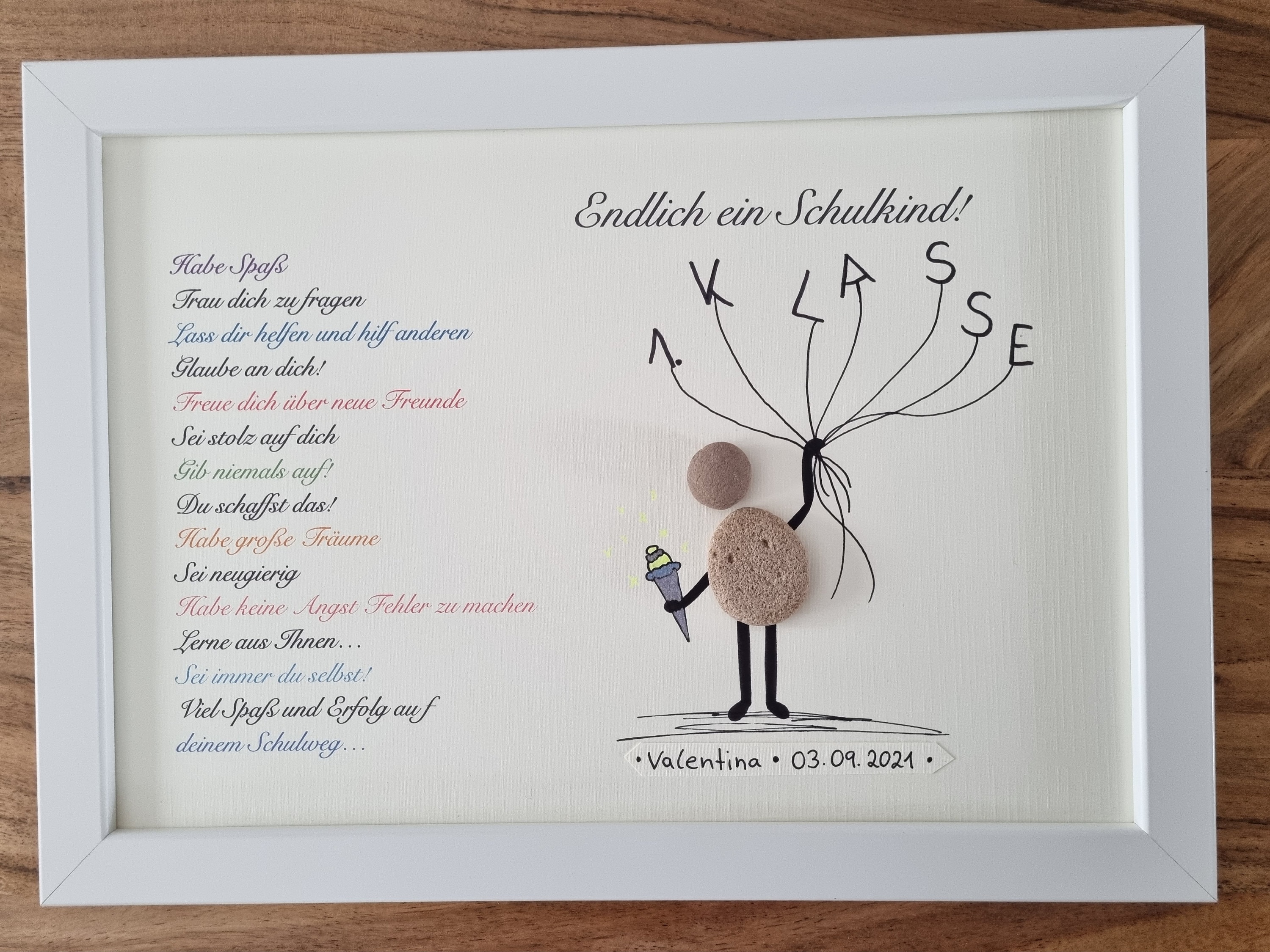 Back to school stone picture finally school child school enrollment gift school DinA4 personalizable