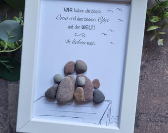 Gift for grandma and grandpa, special gift for grandma, Easter gift for grandpa, Easter gift for grandparents, birthday gift for grandma and grandpa, stone picture